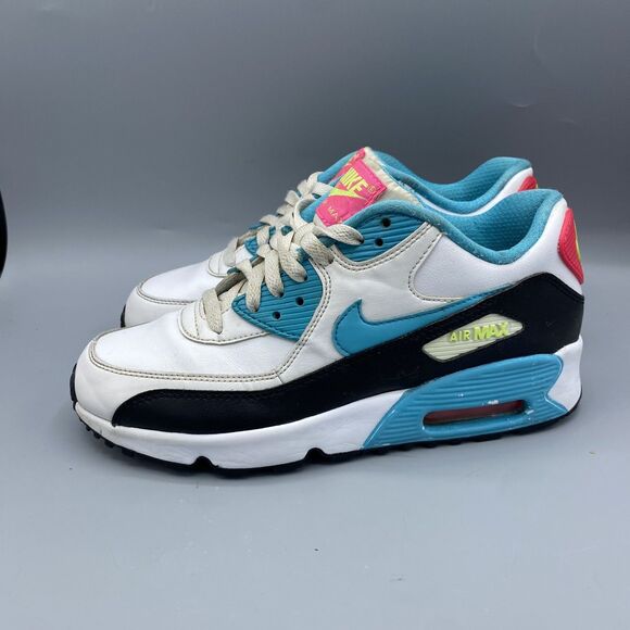 Nike Air Max 90 Sneakers White Blue Black Pink 833376-104 GS Size 6.5Y - Picture 4 of 7